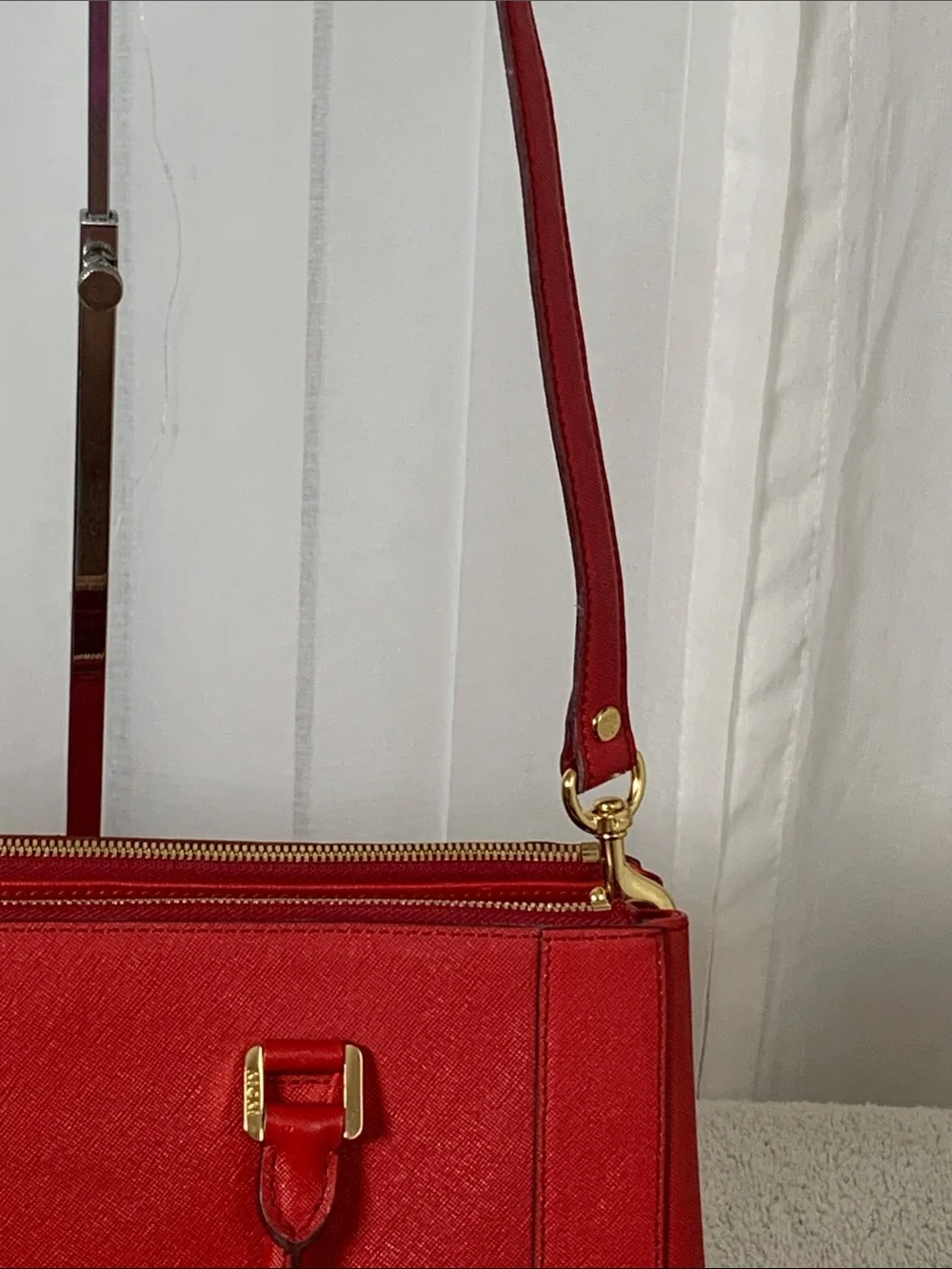 GUC MCM Nuovo Red Leather Satchel with Matching Wallet